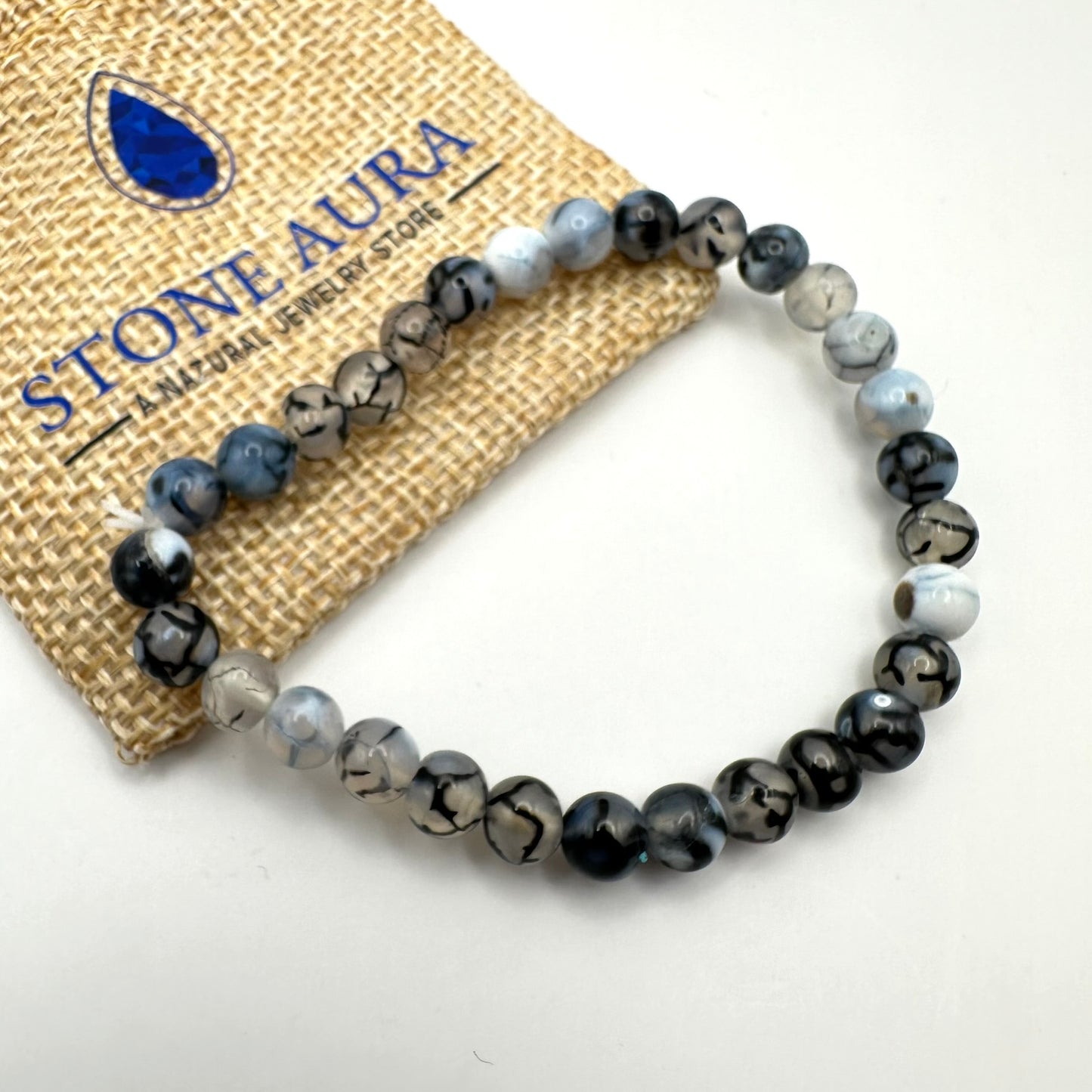 Drachenader-Achat (grau) Armband