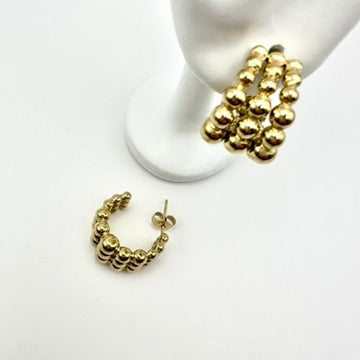 Chunky Creolen „Triple Bead“ aus Edelstahl