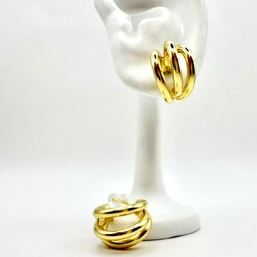 Triple-Layer Creolen „Gold Symphony“ aus Edelstahl