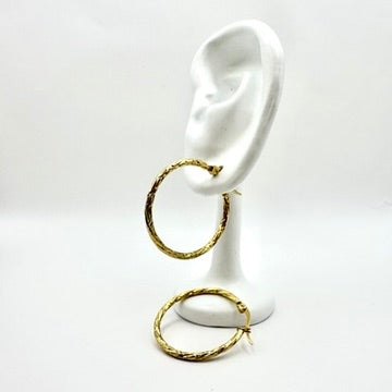 Mittlere Creolen „Golden Rope“ aus Edelstahl