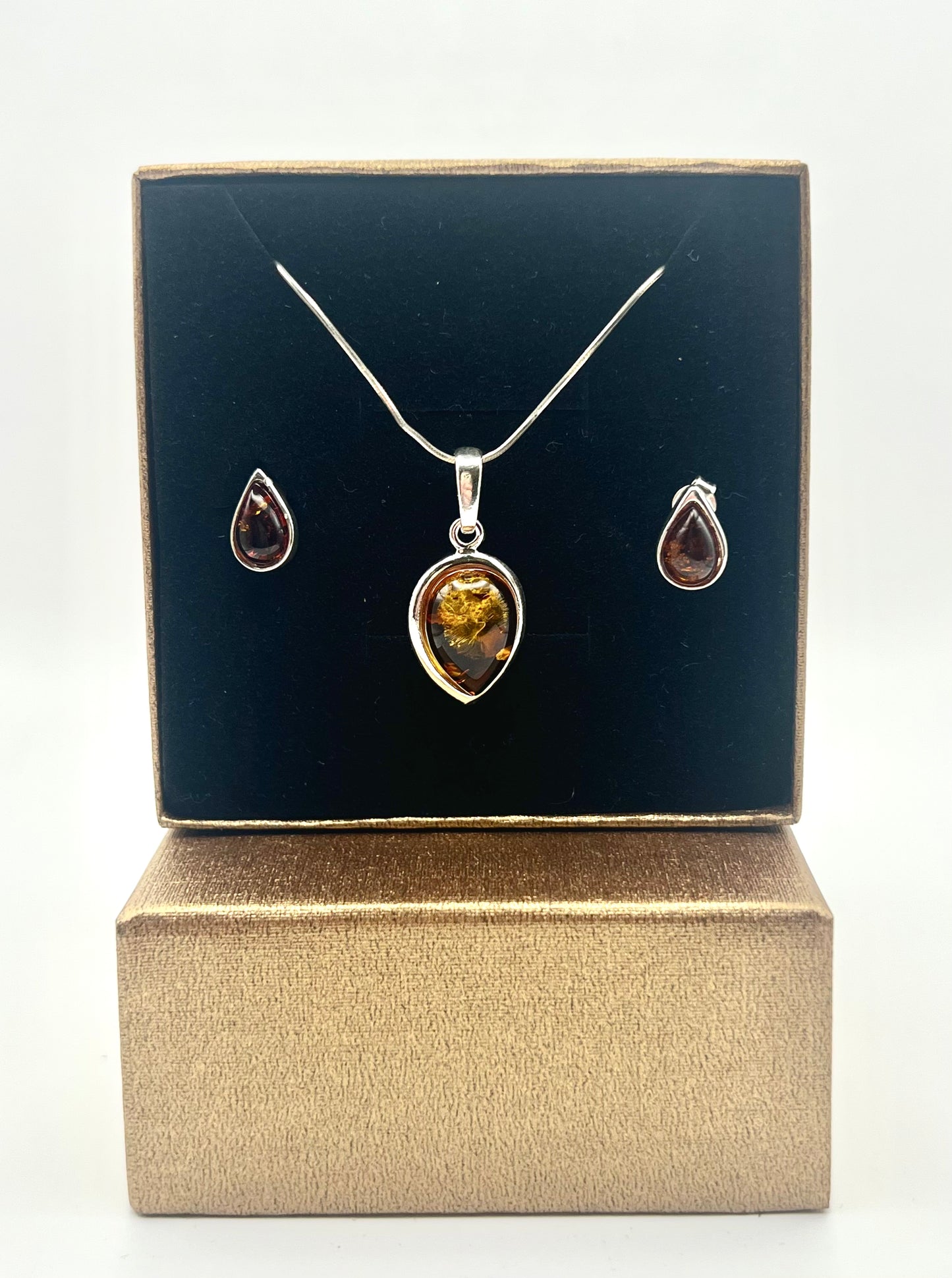 Komplettes Schmuck-Set: 925 Silber und Natur-Bernstein