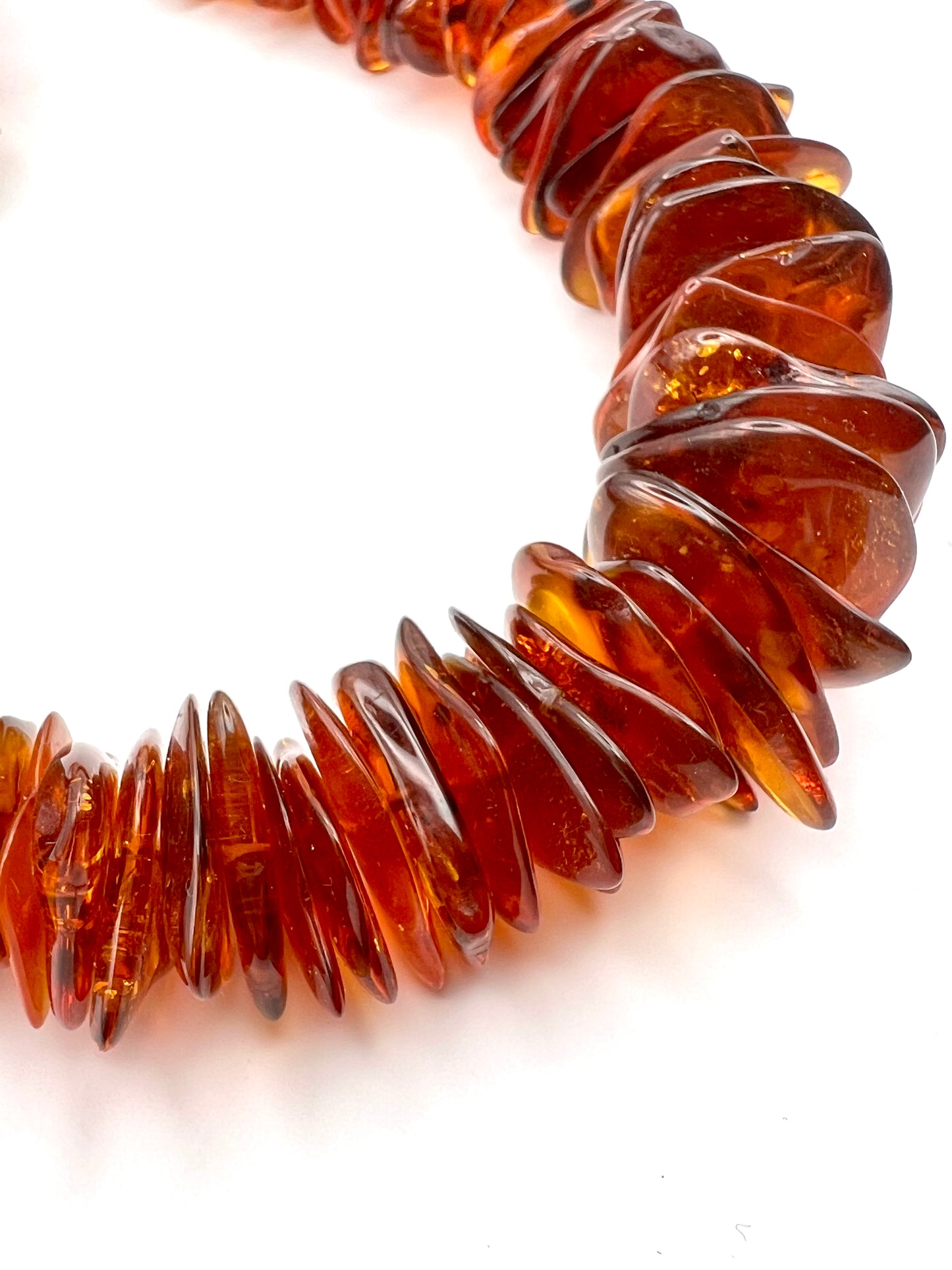 Textur-Kette "Bernstein-Fächer" | Tiefes Cognac (52 cm)
