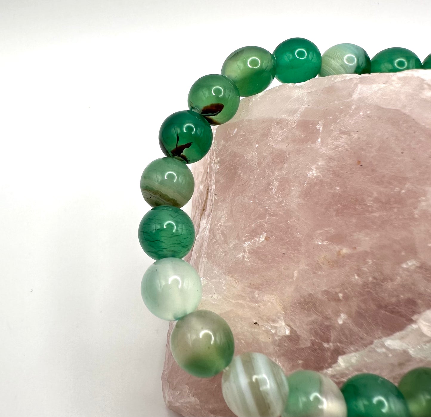 Frisches Armband aus grünem Achat (Kugel 8 mm)