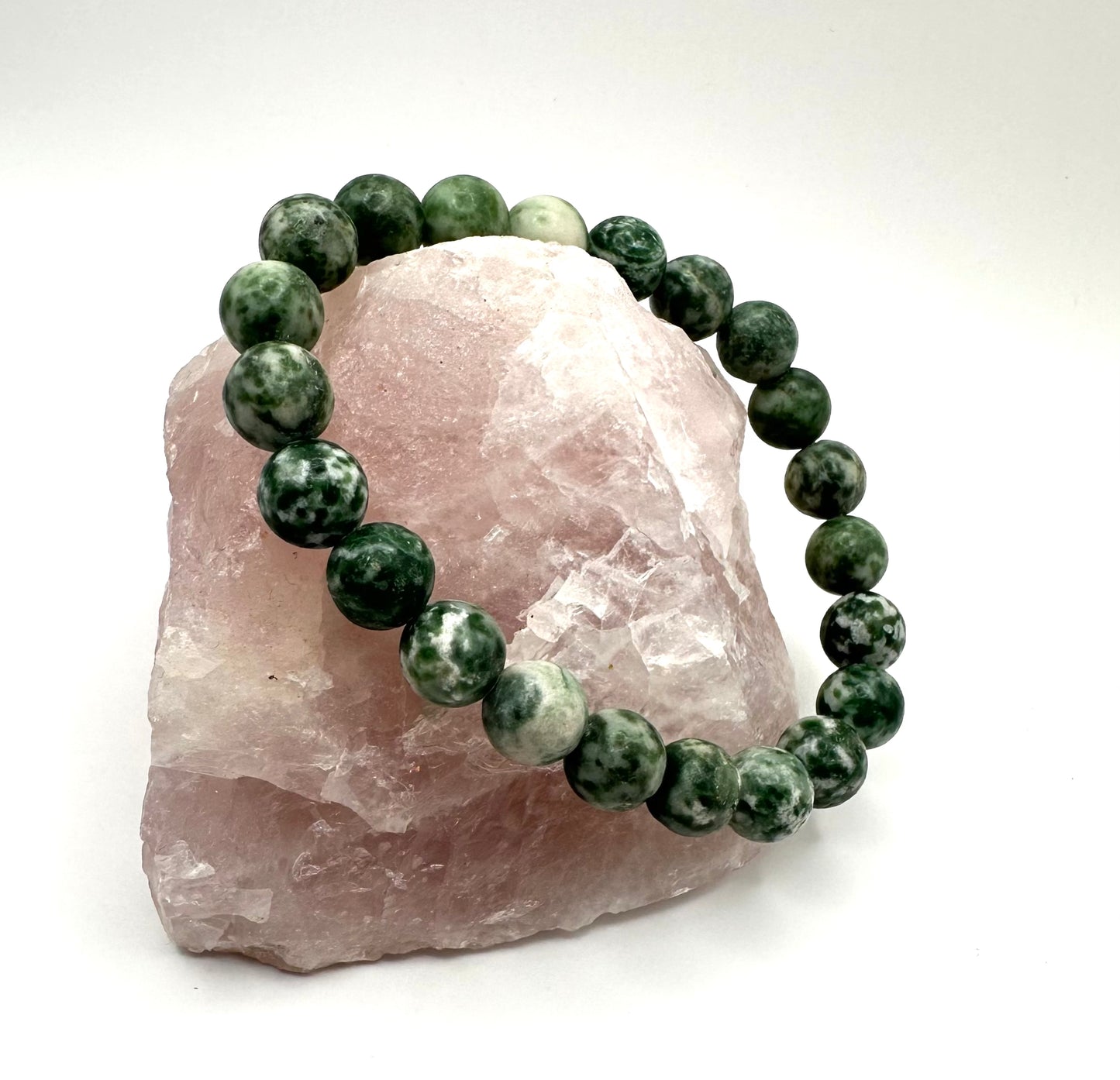 Stilvolles Armband aus grünem Baumachat( Kugel 8 mm)