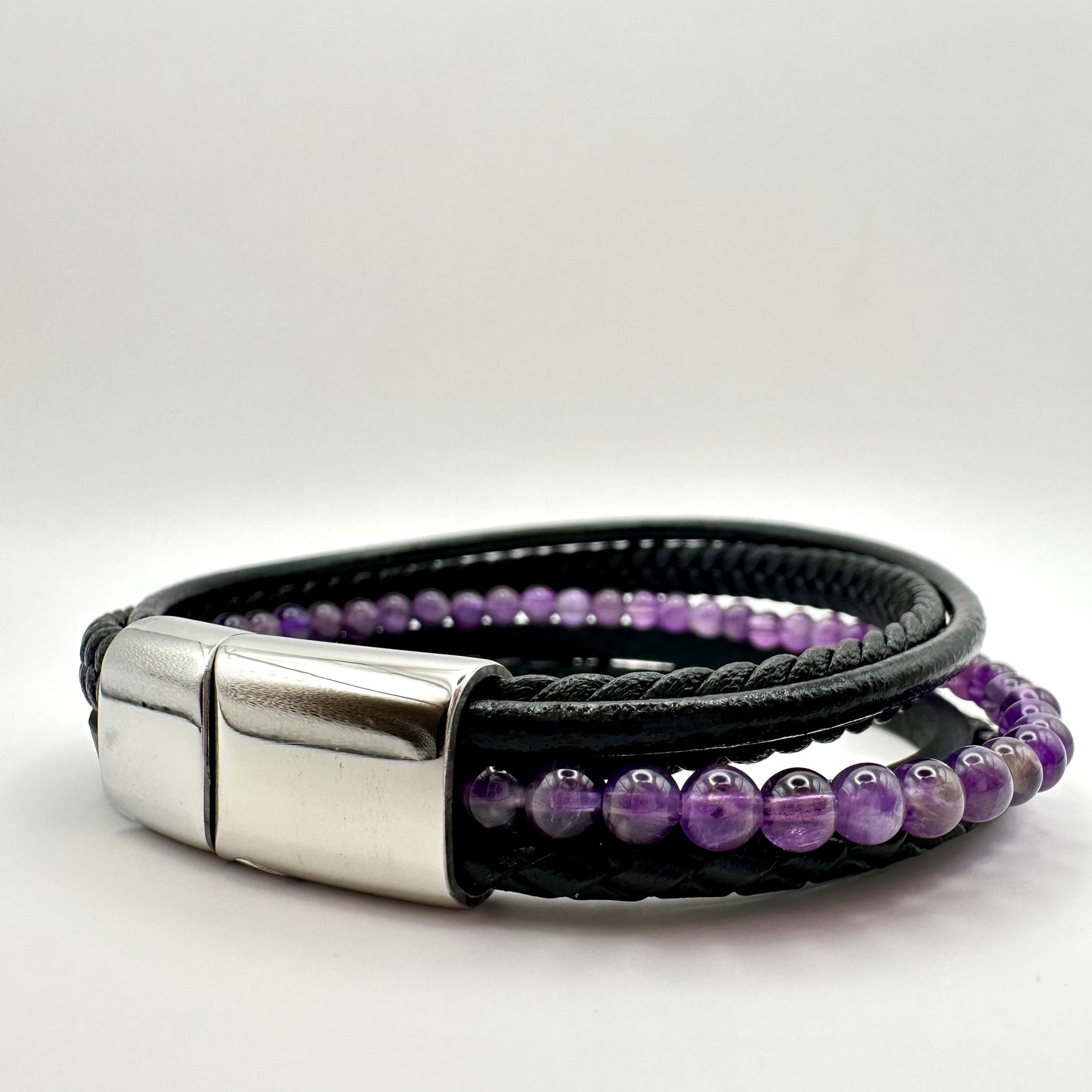 Herren-Armband „Amethyst Night“ im Multi-Layer-Look
