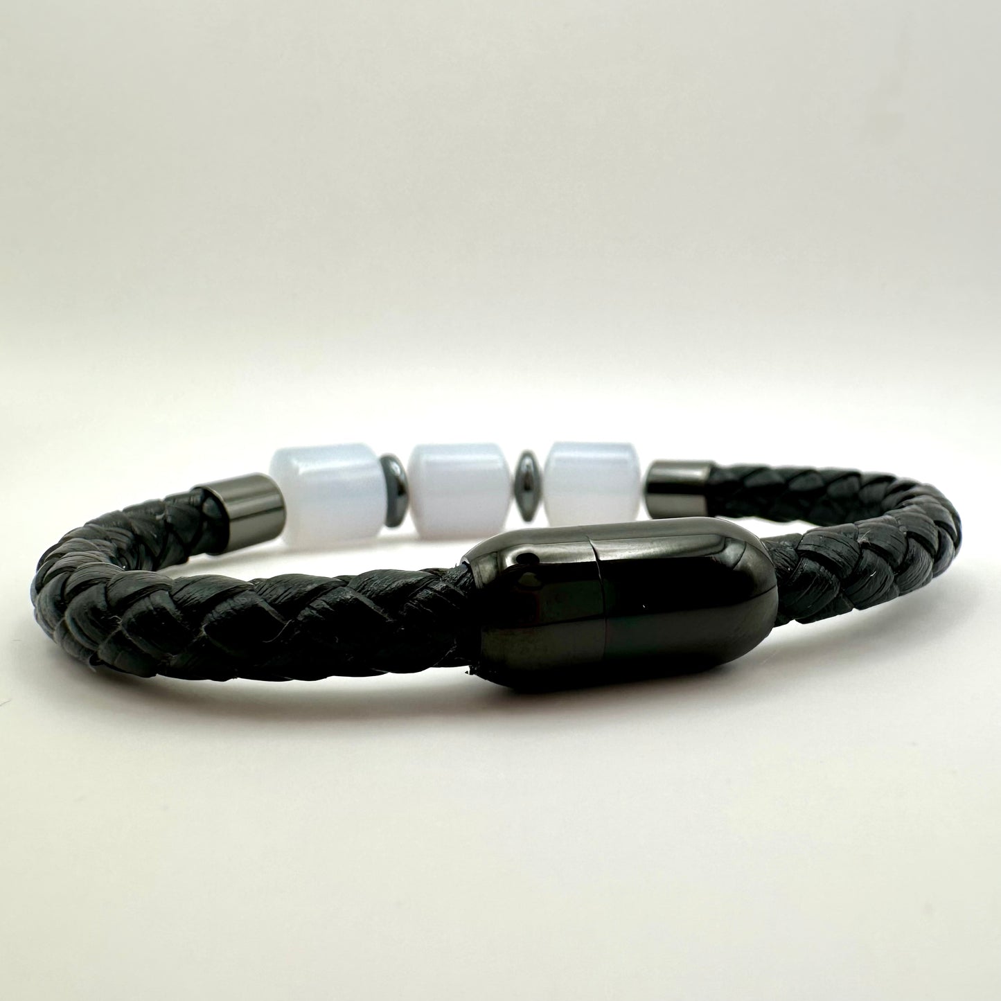 Herrenarmband Opalit und Veganes Leder