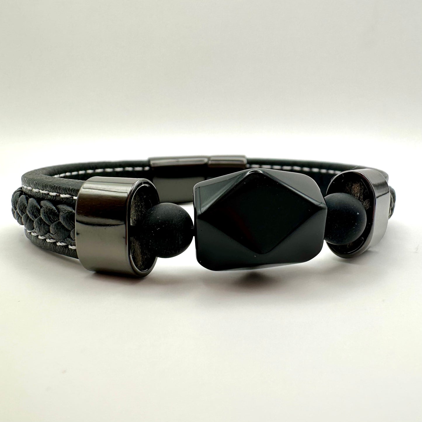 Herren-Lederarmband "Geometric Onyx"