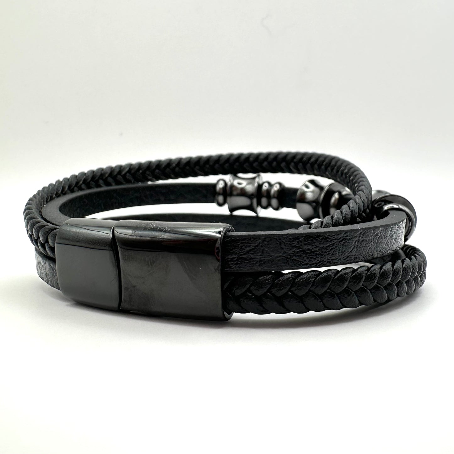 Veganes Leder | Herrenarmband Hämatit