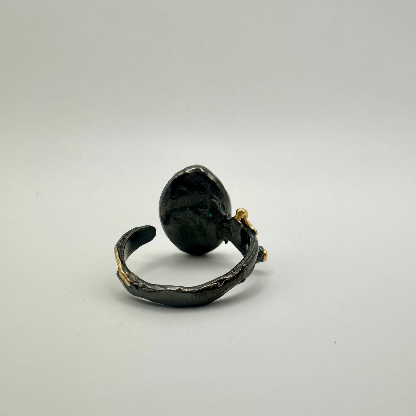 Damen-Ring „Dark Horizon“ aus Sterling-Silber & schwarzem Malachit