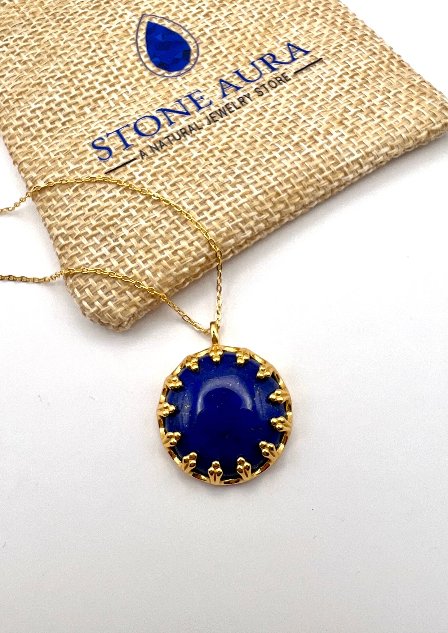 Anhänger mit echtem Lapislazuli in vergoldetem Silber (925)