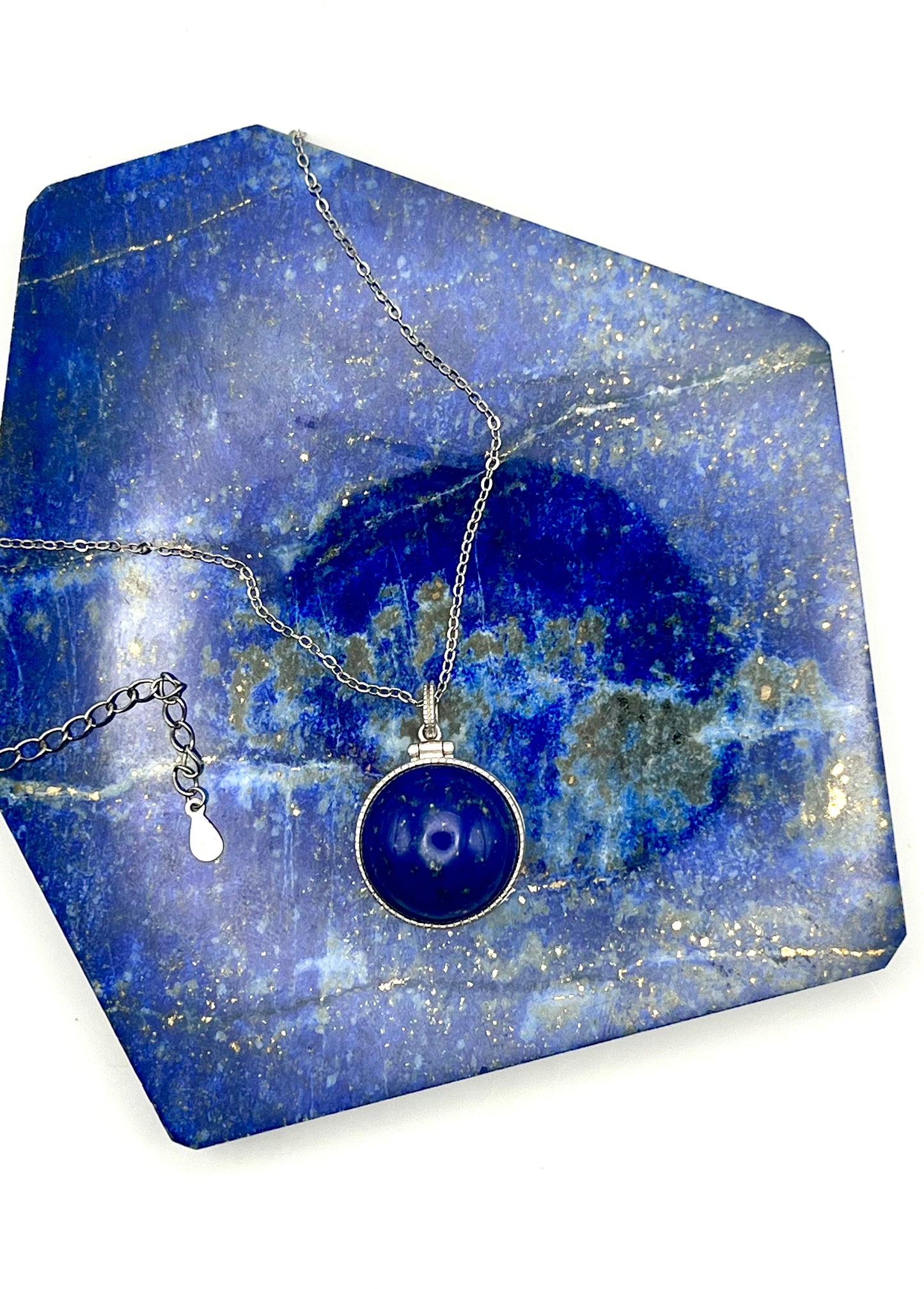 LAPIS LAZULI MEDAILLON & KETTE aus 925er SILBER