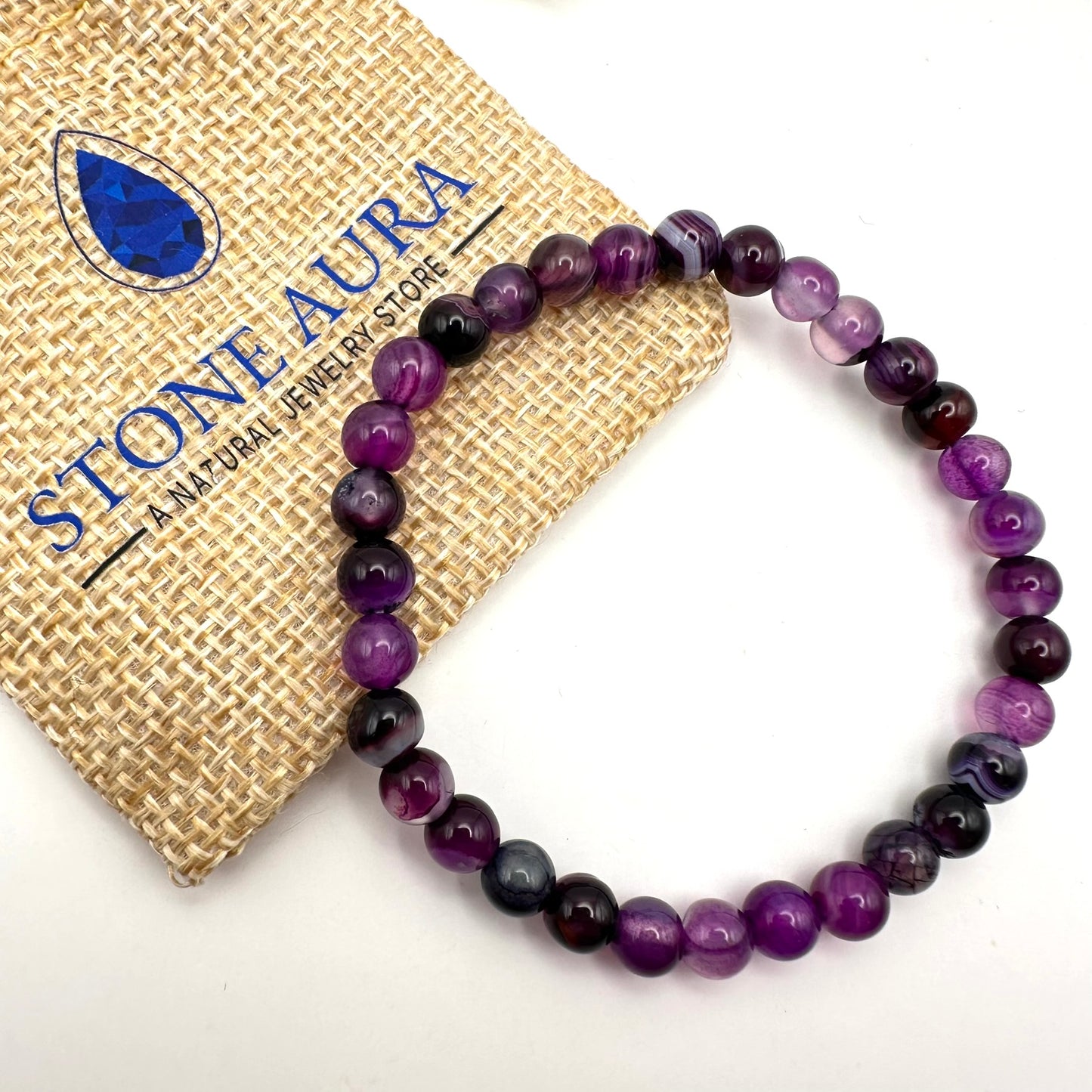 Lila Achat Armband