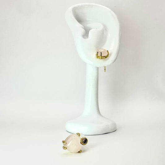 Ohrstecker „Soft Pink Heart“ mit rosa Glas