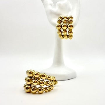 Chunky Creolen „Triple Bead“ aus Edelstahl