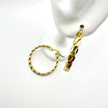 Geflochtene Creolen „Gold Twist“ aus Edelstahl
