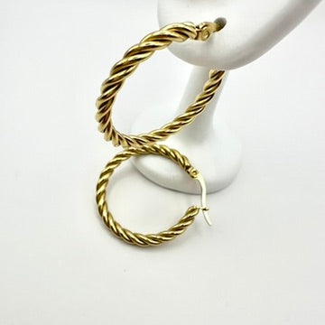 Mittlere Creolen „Golden Rope“ aus Edelstahl