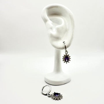 Huggies „Royal Amethyst“ mit lila Stein (Silber-Optik)