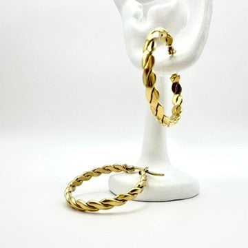 Geflochtene Creolen „Gold Twist“ aus Edelstahl