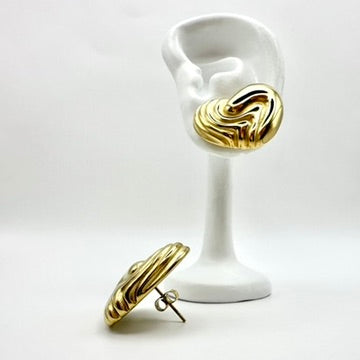 Statement-Ohrstecker „Sculpted Heart“ aus Edelstahl