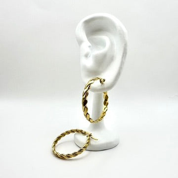 Geflochtene Creolen „Gold Twist“ aus Edelstahl