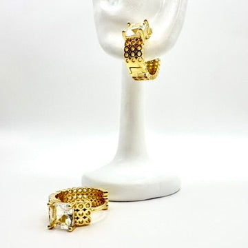 Breite Creolen „Crystal Honeycomb“ mit großem Zirkonia