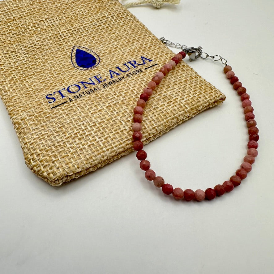 Rhodonit (facettiert mit Verschluss) Armband