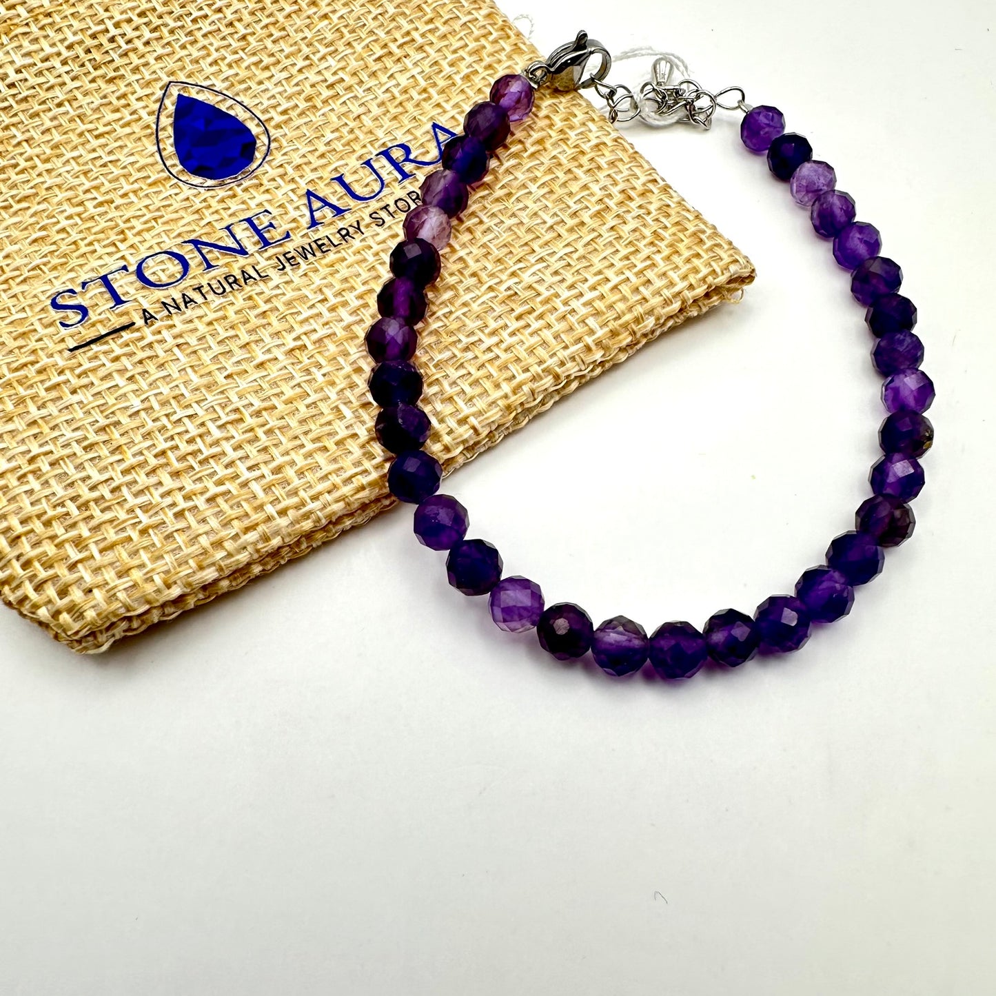 Amethyst (facettiert mit Verschluss) Armband