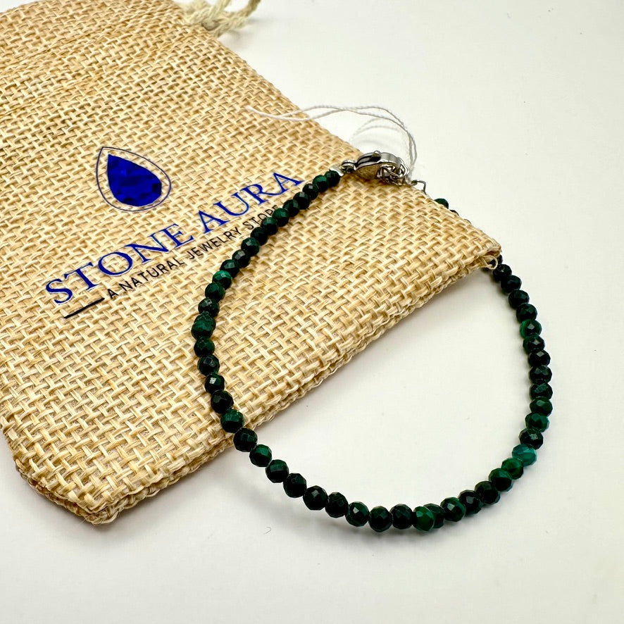 Malachit (facettiert mit Verschluss) Armband