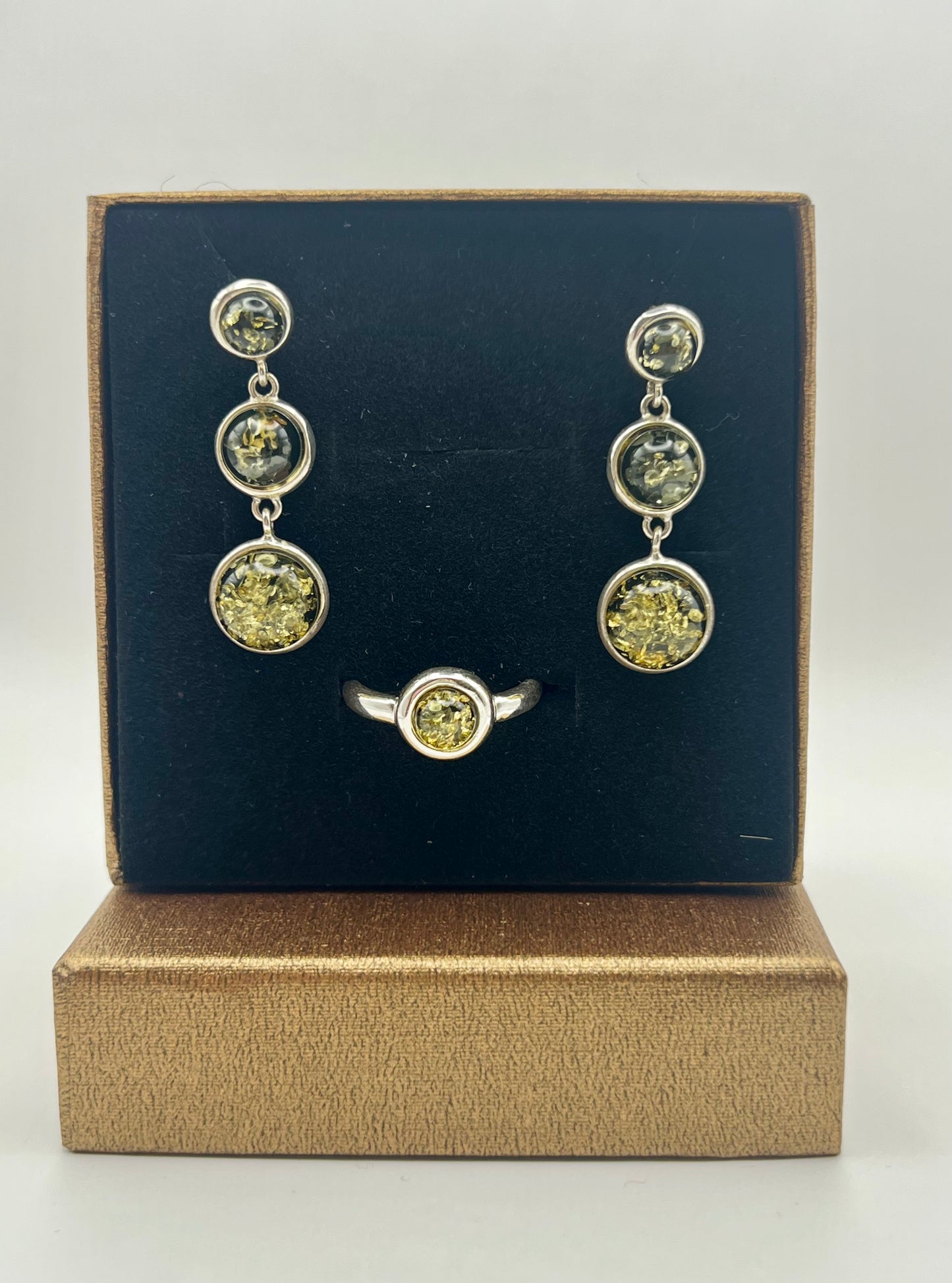 Set: Grüner Bernstein&925 Silber