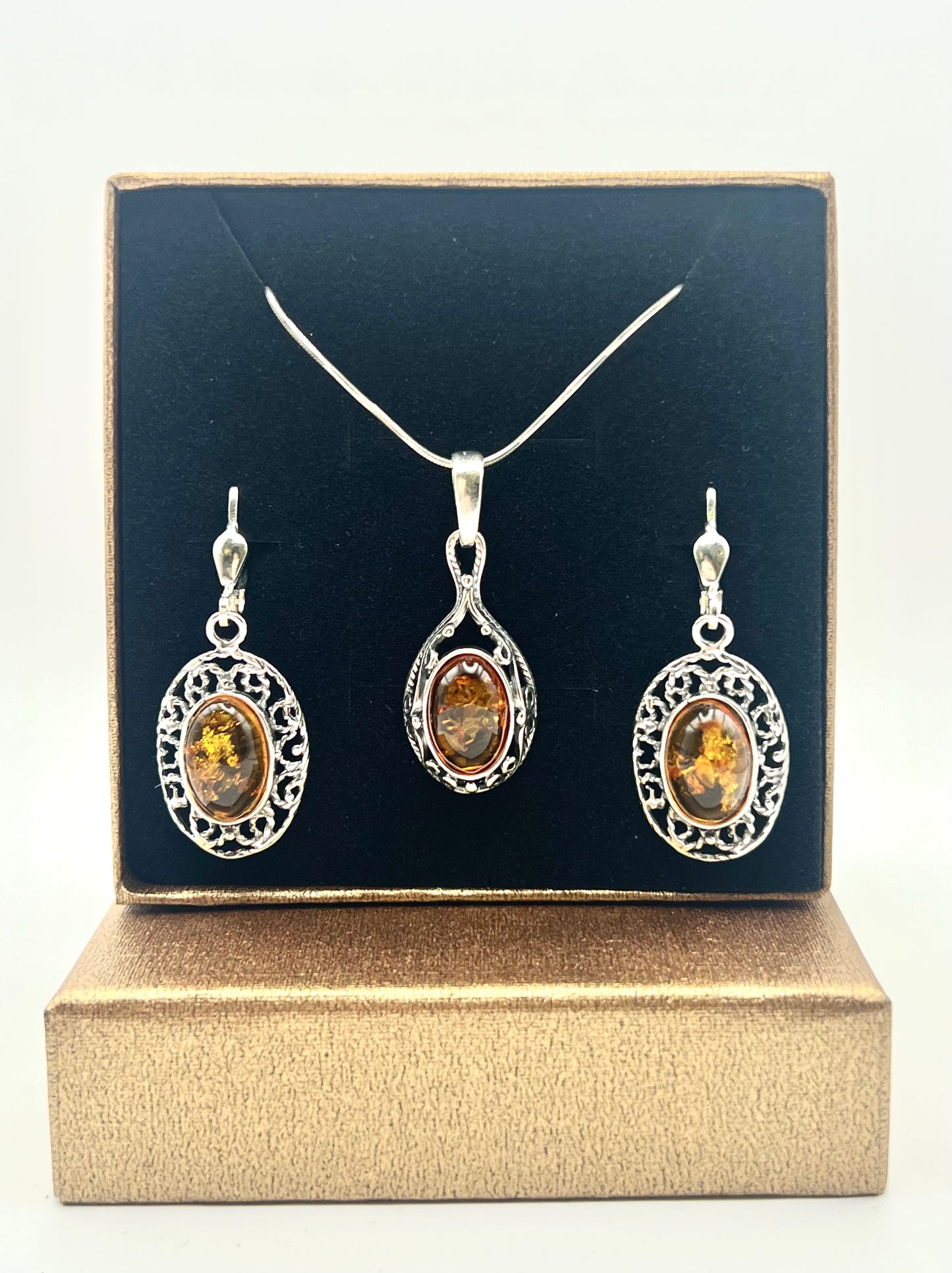 Set "Barocke Eleganz": Bernstein in Filigran-Fassung