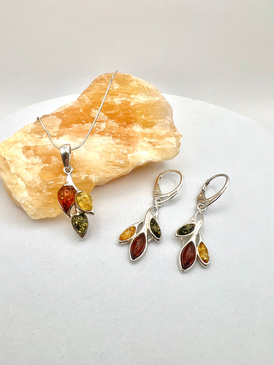 Exklusives Schmuck-Set: 925 Silber und Natur-Bernstein