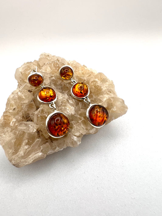 Silber-Ohrhänger "Bernstein-Kaskade"