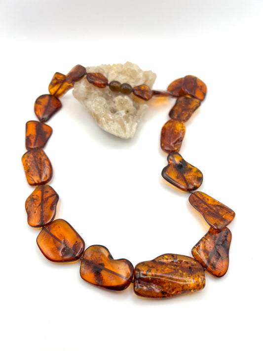 Natur-Bernstein-Kette "Glühende Nuggets" (52 cm)