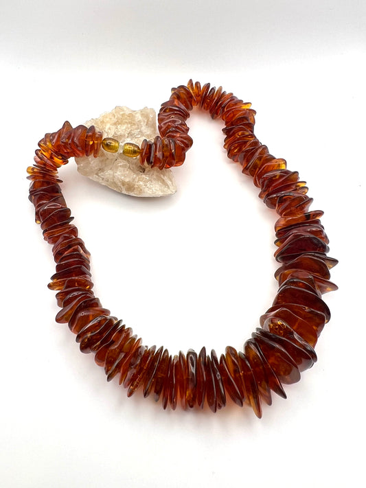 Textur-Kette "Bernstein-Fächer" | Tiefes Cognac (52 cm)