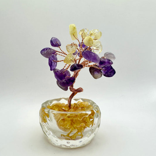 Energetisches Deko-Objekt aus Amethyst und Citrin