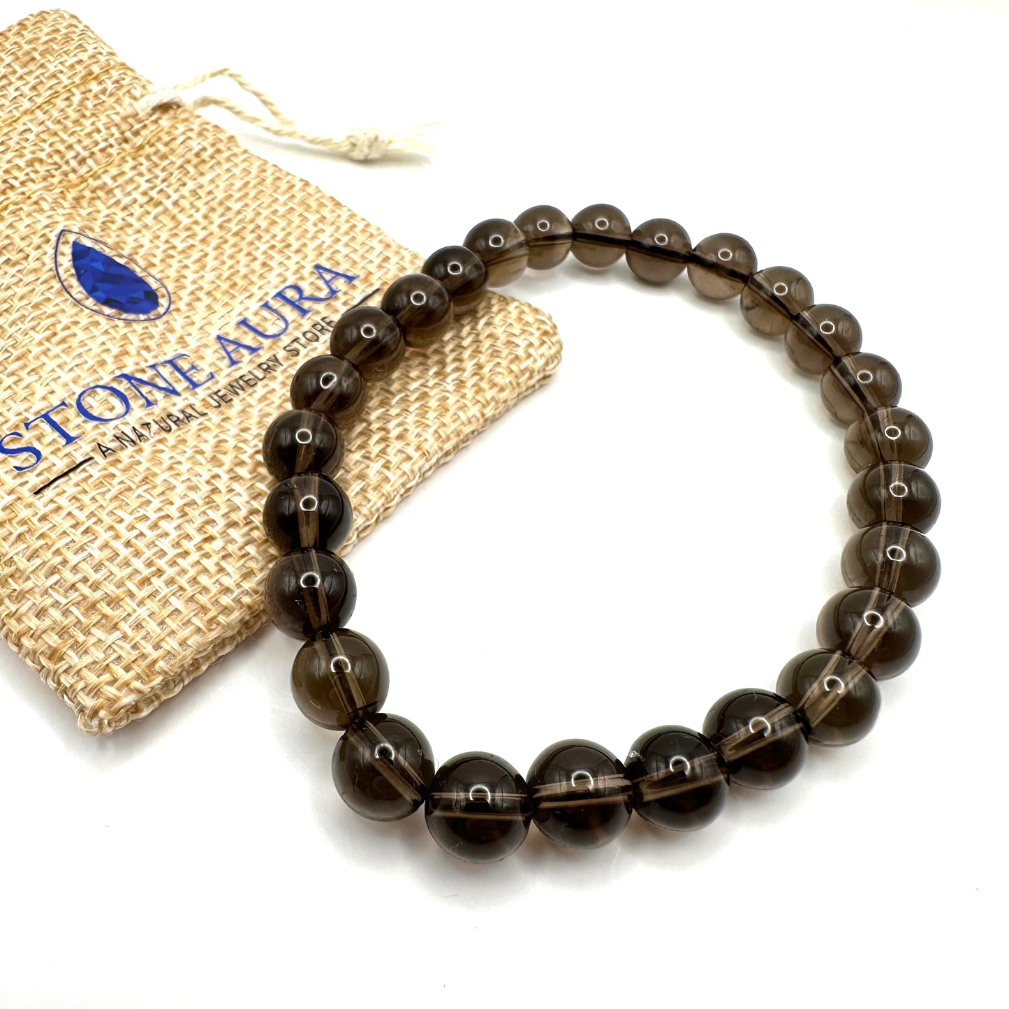 Elegantes Armband aus Rauchquarz (Kugel 8 mm)