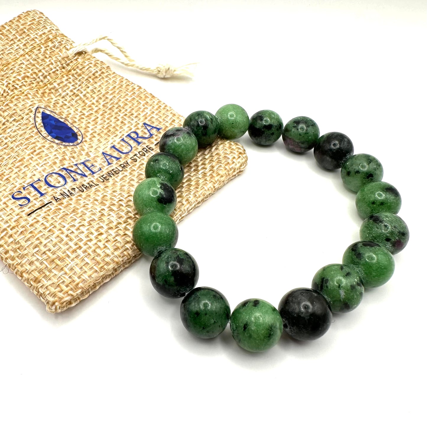 Energetisches Armband aus Rubin-Zoisit (Kugel 8 mm)