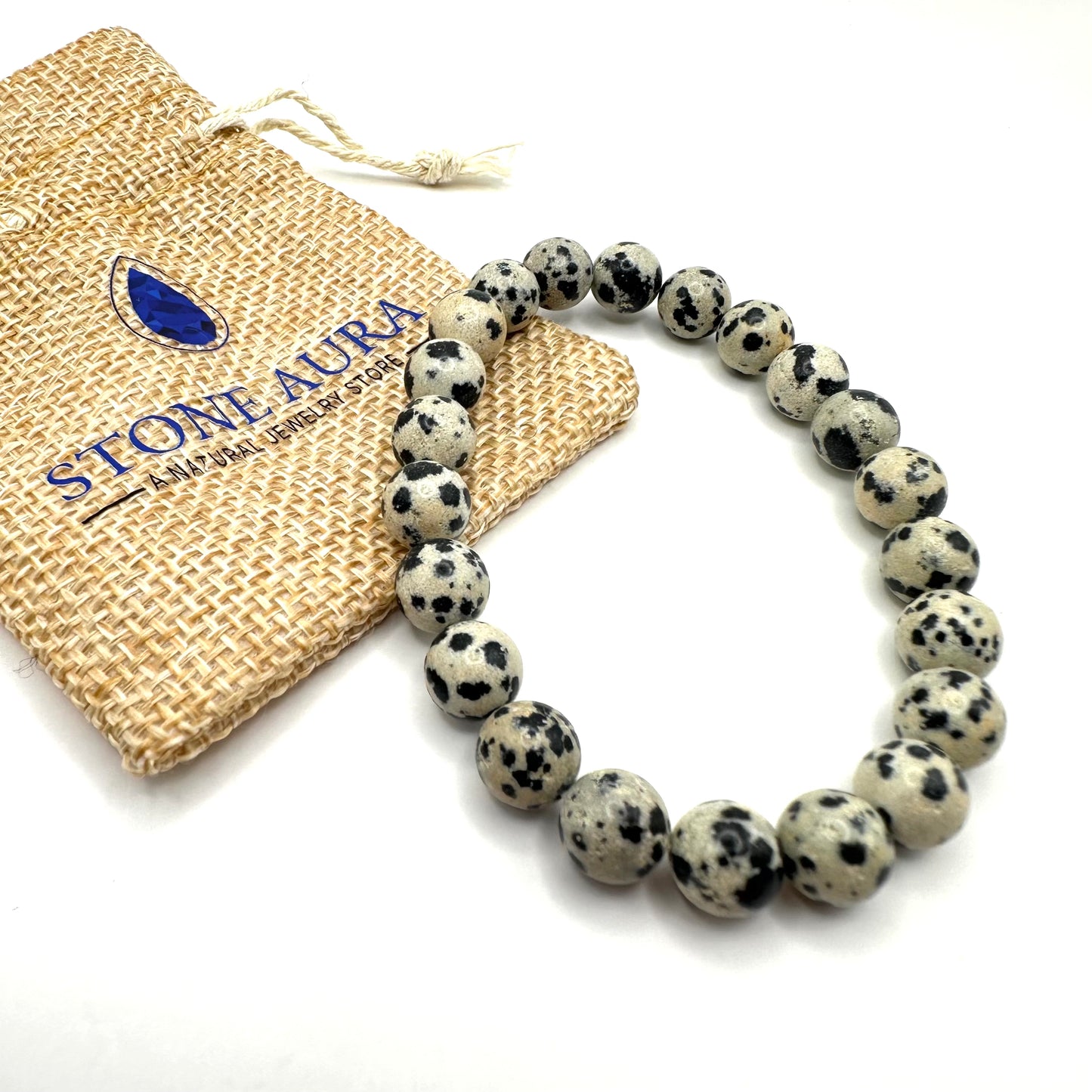 Einzigartiges Armband aus Dalmatiner Jaspis (Kugel 8 mm)