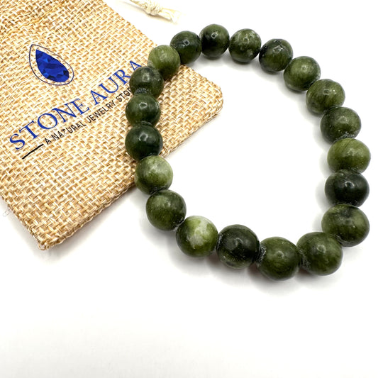 Stilvolles Armband aus grünem Jaspis (Kugel 10 mm)