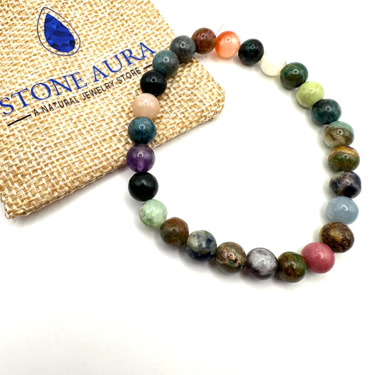 Buntes Armband aus verschiedenen Steinen (Kugel 8 mm)