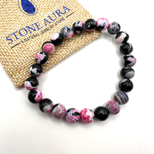 Farbenfrohes Armband aus Achat (Kugel 8 mm)