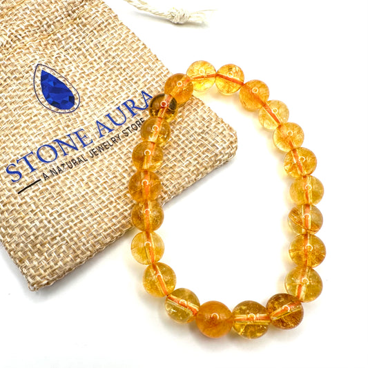 Strahlendes Armband aus Citrin (Kugel 8 mm)