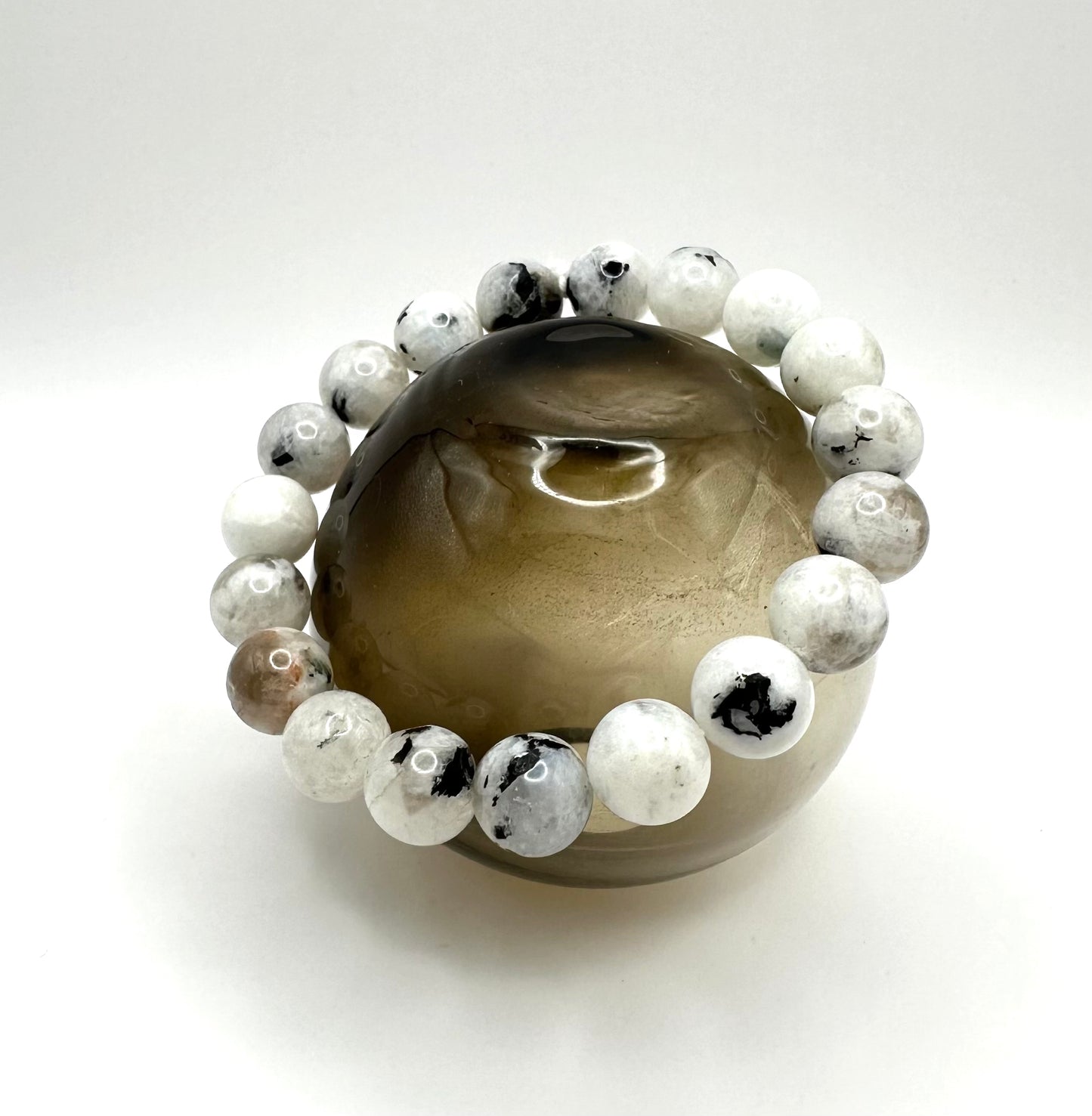 Zartes Armband aus Mondstein (Kugel 10 mm)