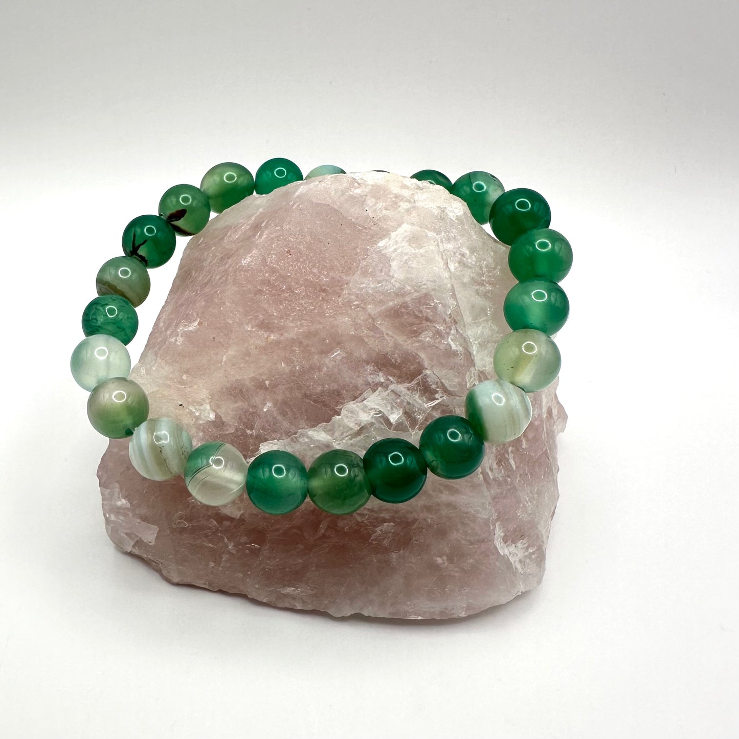 Frisches Armband aus grünem Achat (Kugel 8 mm)