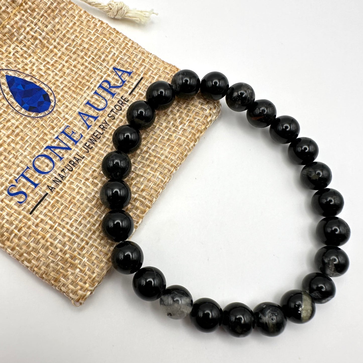 Obsidian-Armband „Schwarzer Glanz“