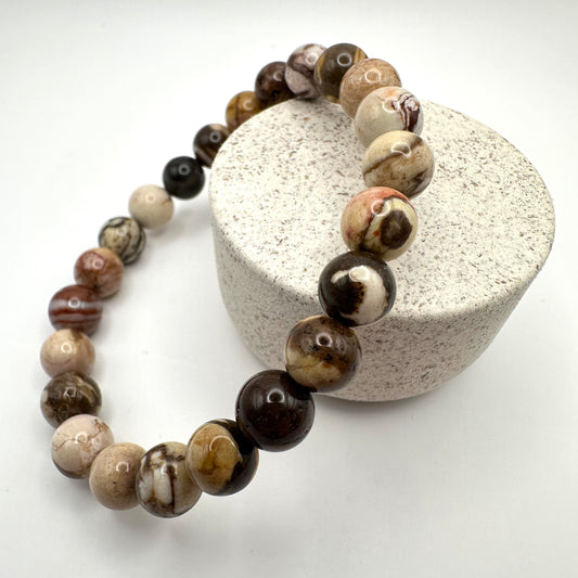 Markantes Armband aus Zebra Jaspis (Kugel 8 mm)