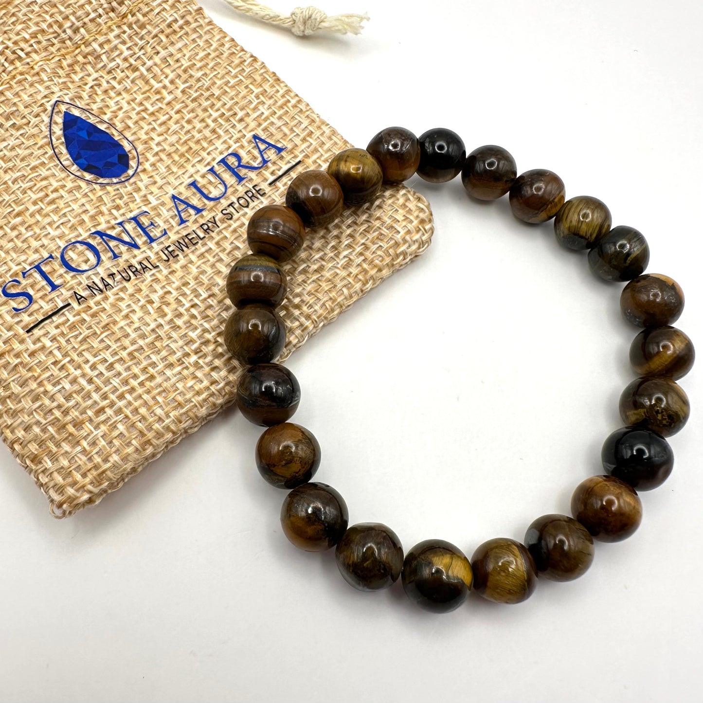 Schimmerndes Armband aus Tigerauge (Kugel 8 mm)