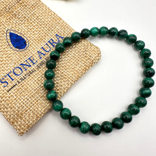 Tiefgrünes Armband aus Malachit (Kugel 8 mm)