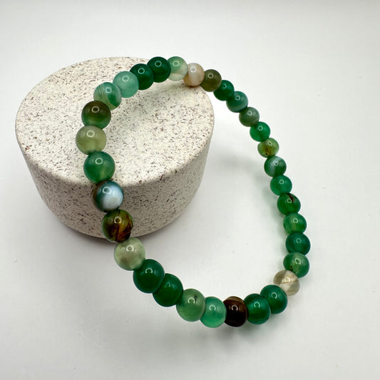 Feines Armband aus grünem Achat (Kugel 6 mm)