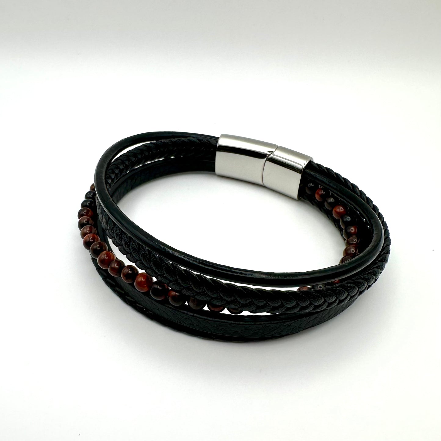 Herren-Armband „Magma Stack“ mit Naturstein-Perlen